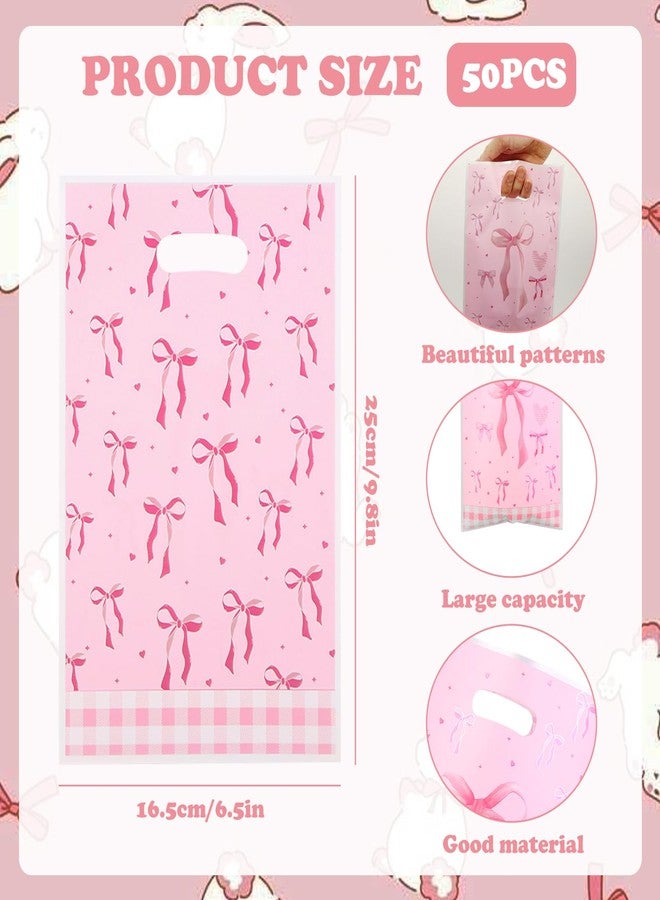 CANIPHA 50Pcs Pink Bow Gift Bag Supplies Favors, Candy Bags, Bow goodie Dags, Pink Bow Party Favors Light Color Goodie Bags for Birthday Party Suitable for Themed Events - Image 2